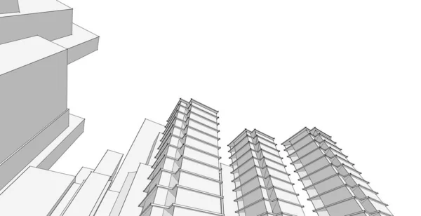 都市抽象建築3Dイラスト — ストック写真