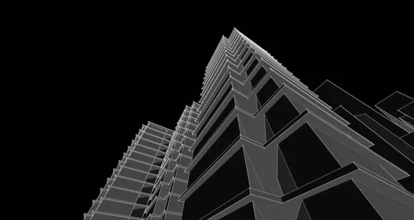 城市抽象建筑3D插图 — 图库照片