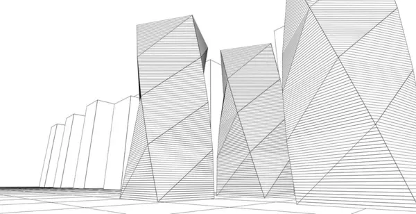 建筑城市3D图解 — 图库照片