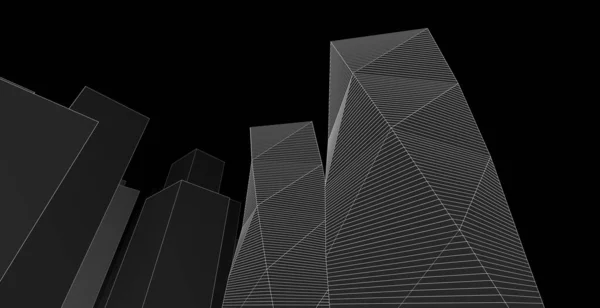 抽象建築都市3Dイラスト — ストック写真