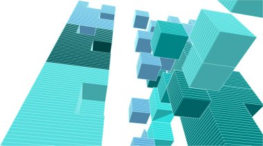 soyut modüler mimari 3d illüstrasyon