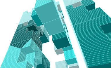 soyut modüler mimari 3d illüstrasyon