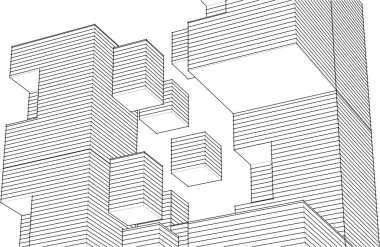 soyut modüler mimari 3d illüstrasyon