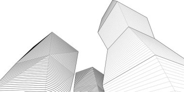 soyut mimari şehir 3D illüstrasyon