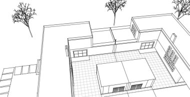 modern konut mimarisi 3d illüstrasyon