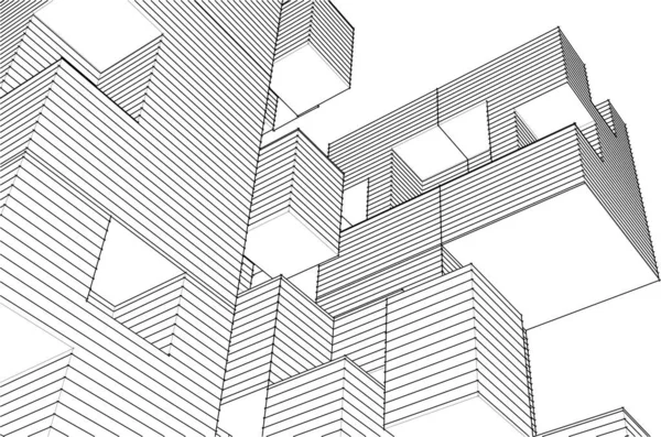 Abstraktní Modulární Architektura Ilustrace — Stockový vektor