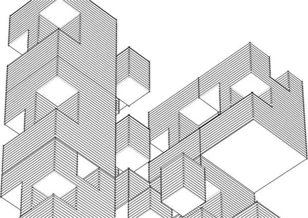 抽象模块化结构3D示例 — 图库矢量图片