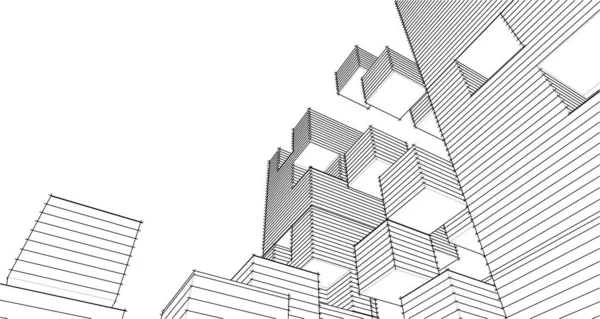 Abstrakte Modulare Architektur Illustration — Stockvektor