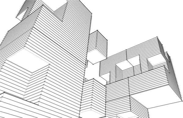 抽象模块化结构3D示例 — 图库矢量图片