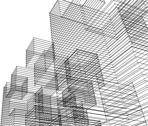 Abstrakt Modulär Arkitektur Illustration — Stock vektor