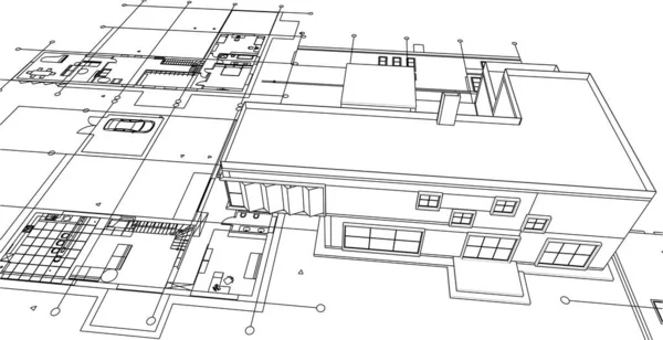 Сучасний Житловий Архітектурний План Ілюстрація — стоковий вектор