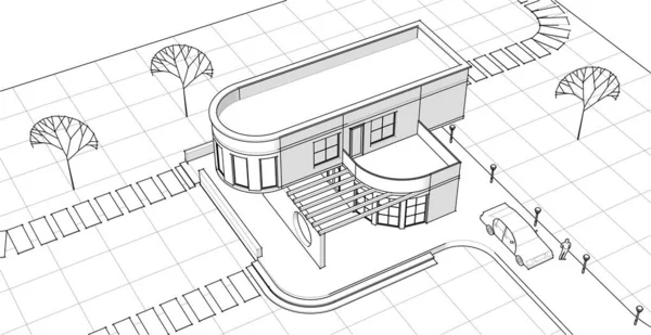 Maison Architecture Avec Consoles — Image vectorielle