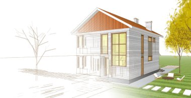 Modern ev mimarisi taslağı