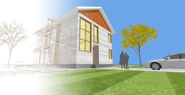 Modern ev mimarisi taslağı