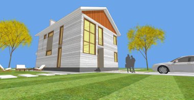 Modern ev mimarisi taslağı