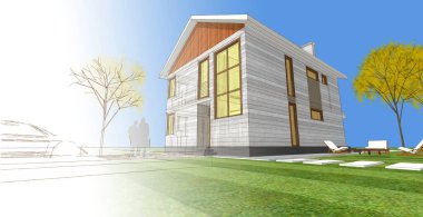 Modern ev mimarisi taslağı