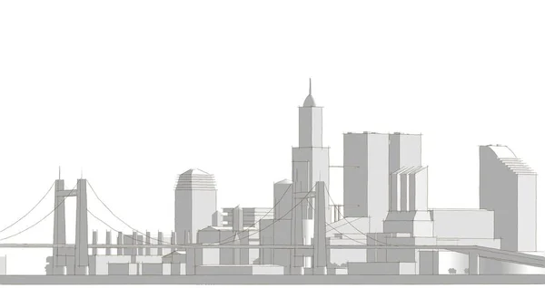 Nowoczesna Architektura Panorama Miasta — Zdjęcie stockowe