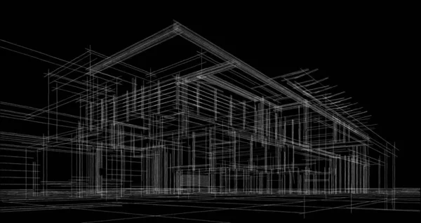 Moderne Huis Architectonische Schets — Stockfoto