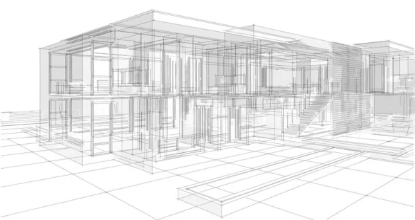 Moderne Haus Architektonische Skizze — Stockfoto