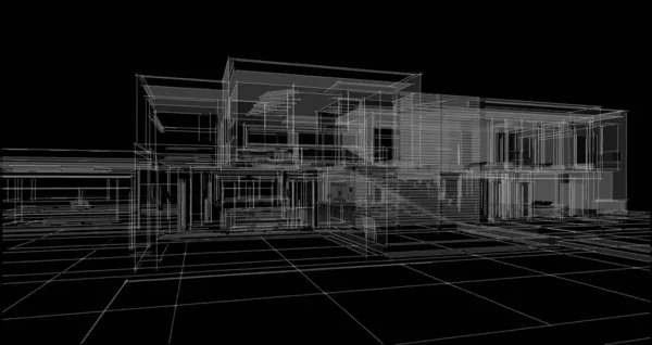 Modern House Architectural Sketch — Stock Photo, Image