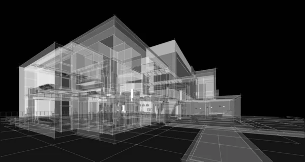 Moderne Haus Architektonische Skizze — Stockfoto