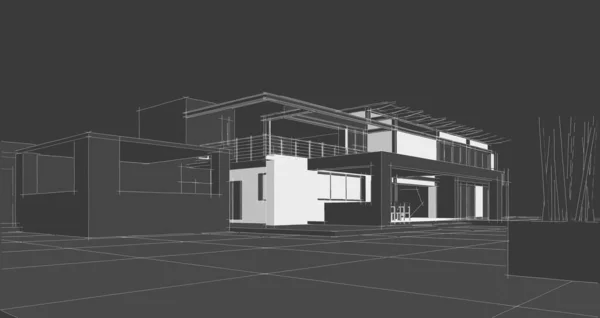 Modern House Architectural Sketch — Stock Photo, Image