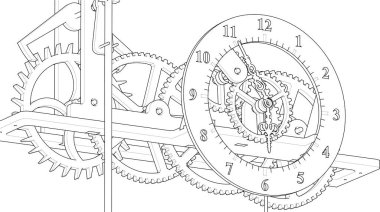 Mekanik mekanizma. Dişliler, beyaz arkaplandaki mekanizma