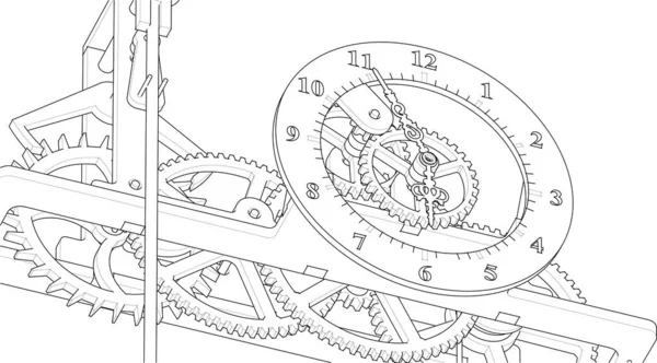 机械机构 白色背景上的齿轮 — 图库矢量图片
