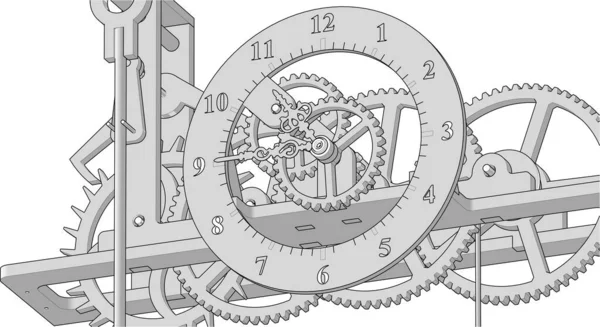 Mechanical Mechanism Gears Mechanism White Background — Stock Vector