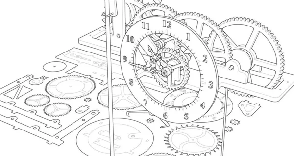 机械机构 白色背景上的齿轮 — 图库矢量图片