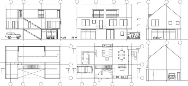Maison Architecture Croquis Illustration — Image vectorielle