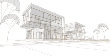 Modern ev mimarisi taslağı