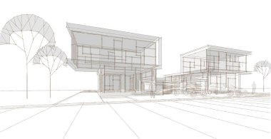 Modern ev mimarisi taslağı