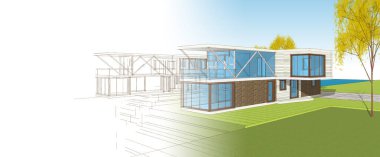 modern mimari çizimi 3d oluşturma