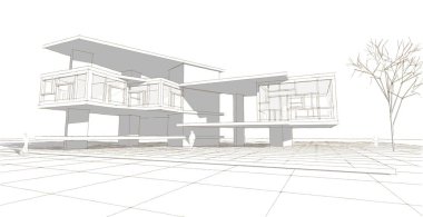 Modern ev mimarisi taslağı