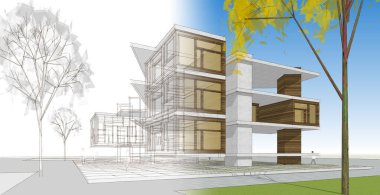 Modern ev mimarisi taslağı