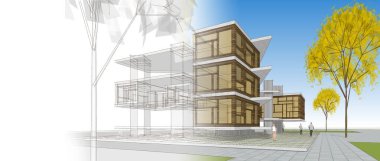 Modern ev mimarisi taslağı