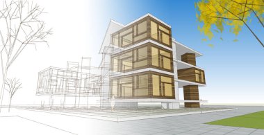 Modern ev mimarisi taslağı