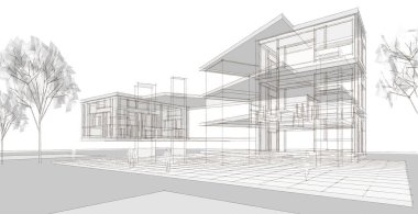 Modern ev mimarisi taslağı