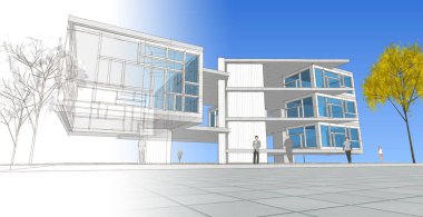 Modern ev mimarisi taslağı