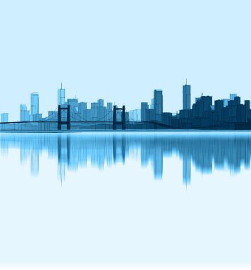 Gökdelenleri olan şehir panoraması, 3D görüntüleme