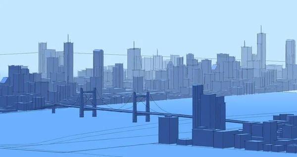 Міська Панорама Хмарочосами Рендеринг — стокове фото