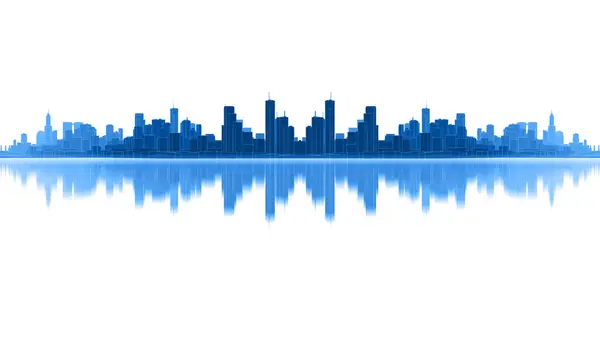 Panorama Ciudad Con Rascacielos Rendering — Foto de Stock