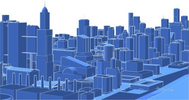 Bir şehrin vektör illüstrasyonu 