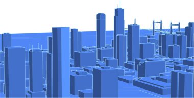 Bir şehrin vektör illüstrasyonu 