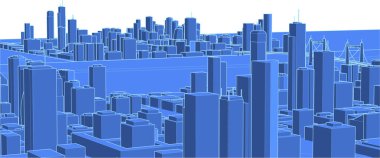 Bir şehrin vektör illüstrasyonu 