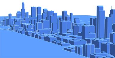 Bir şehrin vektör illüstrasyonu 