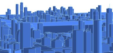 Bir şehrin vektör illüstrasyonu 