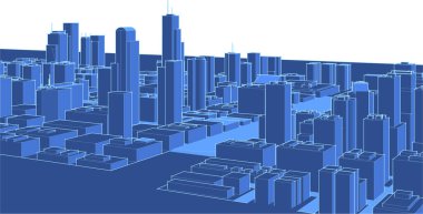 Bir şehrin vektör illüstrasyonu 