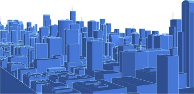 Bir şehrin vektör illüstrasyonu 